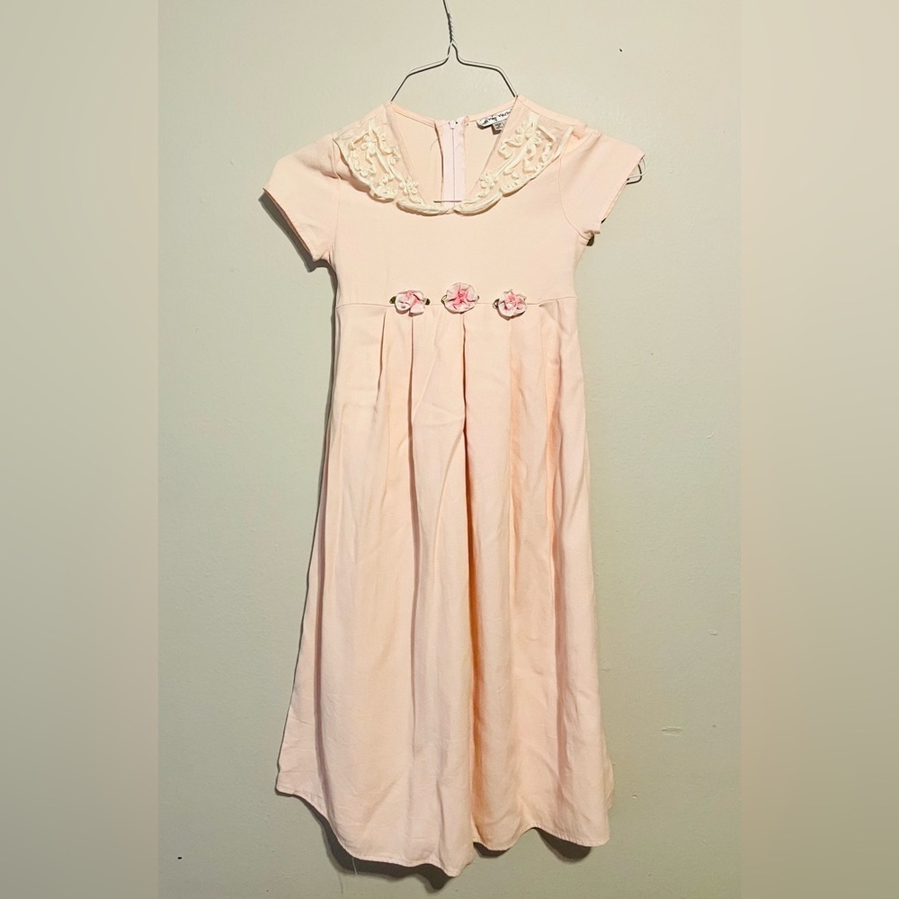 Vtg My Michelle Pink Formal Easter Church Wedding Dress Girls Size 8 Lace